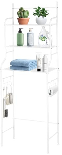 homewell Toilettenregal mit 3-stufigen Regalen, Badezimmer-Aufbewahrungsregal, Waschmaschinenregal, freistehender WC-Platzsparer