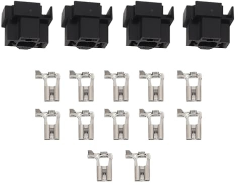 Gutol 4 conectores de faros H4 de 3 pines, enchufes conectores, 12 terminales para adaptadores de conexión de bombillas H4, negros.