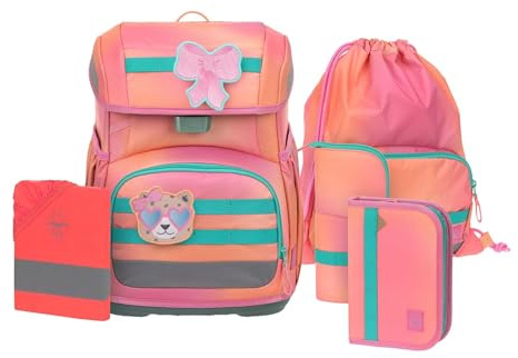 LÄSSIG Schulranzen Regenhülle Light Unique School Set 7-teilig Sunset Pink apricot
