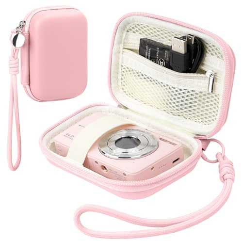 Veki Digital Camera Case for Kodak PIXPRO FZ55/FZ45, Camera Pouch, Pink | Compact Camera Cases for Canon IXUS 285 HS/PowerShot, Small Camera Bag for Panasonic, Storage Holder for Camera Accessories