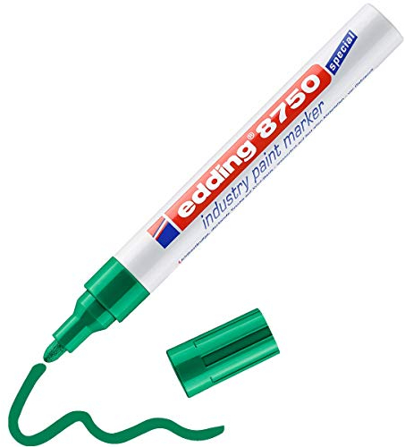 edding 8750 Industrie Lackmarker - grün - 1 Stift - Rundspitze 2-4 mm - Lackstift zum Beschriften von staubigen, leicht öligen Oberflächen, Reifen, Metall, Glas und Holz - permanent, wasserfest