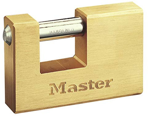 Master Lock 608EURD Cadenas Rectangulaire en Laiton Massif à Clé, Doré, 8,3 x 8,5 x 1,8 cm