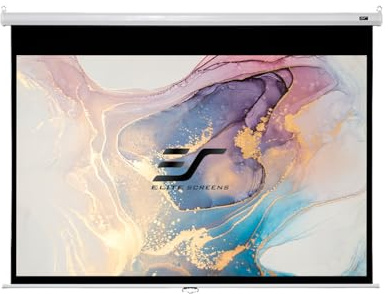 Elite Screens M99NWS1 Manual Series Leinwand (Diagonal 251,5 cm (99 Zoll), Höhe 177,8 cm (70 Zoll), Breite 177,8 cm (70 Zoll), Format 1:1) weiß