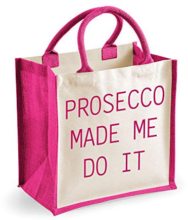 m Jutesack Prosecco hat mich dazu gebracht, es rosa Tasche zu tun