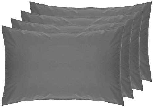 Belledorm 4 PACK Grey Pillowcases, 7 Year Guarantee, 200 Thread Count | Percale (Housewife, Grey)