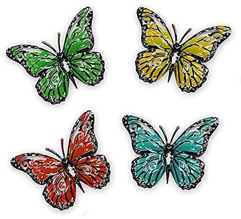 Maggy Kay Gifts Set of 4 Decorative Garden Butterfly Fence Hangers for Outdoor Sheds Walls Fences