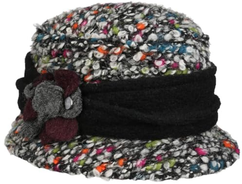 LIERYS Colourtouch Wollhut Damenhut mit Blume Bucket Hat Garniturband aus Filz Made in Italy Damen Herbst Winter anthrazit One Size