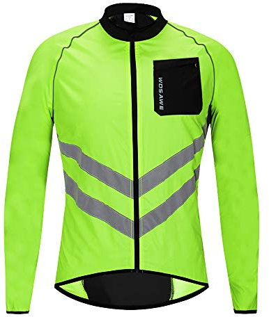 WOSAWE Hommes Vestes de Cyclisme Coupe-Vent Imperméable Vélo Vêtements Manches Longues VTT Manteau (BL218 Vert XXXL)