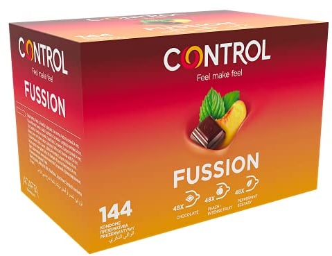 Control Fussion preservativi aromatizzati cioccolato pesca e fragola - 144 profilattici