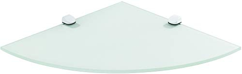 ib style® Glasregal | Eckregal | Viertelkreis |inkl. Befestigungsclip CUCALE Weiß| 3 Dekore | 10mm - 25x 25 cm - Satiniert