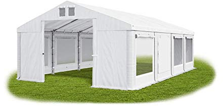 Das Company Partyzelt 6x8m Lagerzelt Universalzelt Moskitonetz wasserdicht weiß Zelt 560g/m² PVC Plane ganzjährig Gartenzelt Winter ISDM - Zeltgarage, Pavillon, Zeltgarage Winterfest - Winterzelt