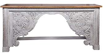 Orientalische Konsole Sideboard schmal Galib 190cm | Orient Vintage Konsolentisch orientalisch handgeschnitzt | Landhaus Anrichte aus Holz massiv | Asiatische Deko Möbel aus Indien
