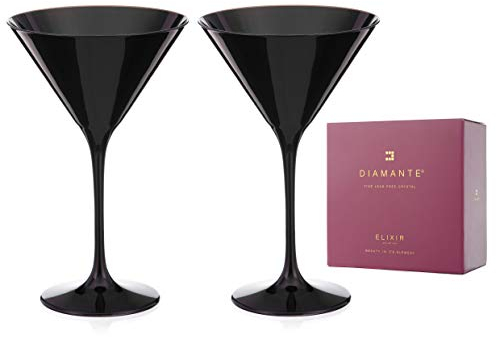 DIAMANTE Schwarze Kristallgläser – 'Ghost Black' Kollektion (Martini-Gläser)