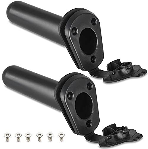 GOLRISEN 2 x Angelrute Halter Boot 30-Grad Angelhalter Einbau Bootsrutenhalter Kunststoff Kajak Rutenhalter Angeln mit Deckel und 6 montieren Schrauben für Boot Angeln