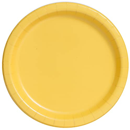 Unique 3185EU Umweltfreundliche Pappteller-23 cm-Gelb Farbe-Packung mit 8 Stück, Yellow