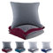 BaSaTex Mikrofaser Seersucker Bettwäsche und Kissenbezug Uni Wende Bettbezug für Bettdecke und Kissen| 135x200 + 80x80 | 100% Microfaser Polyester | Bordeaux Rot - Grau Anthrazit