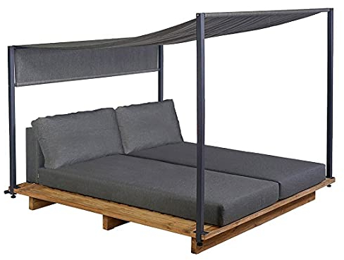 OUTLIV. Brite Daybed Doppel-Gartenliege mit Sonnendach in Teak, die Moderne Wohlfühloase für Ihren Garten