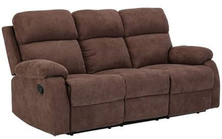 Vente-unique Schlafsofa, 3-Sitzer, Relax, aus Stoff, Braun