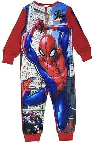 Marvel Spiderman Ultimate Kinder Jungen Fleece All-in-One Schlafanzug Avengers Schlafanzug Onezee, rot, 9-10 Years