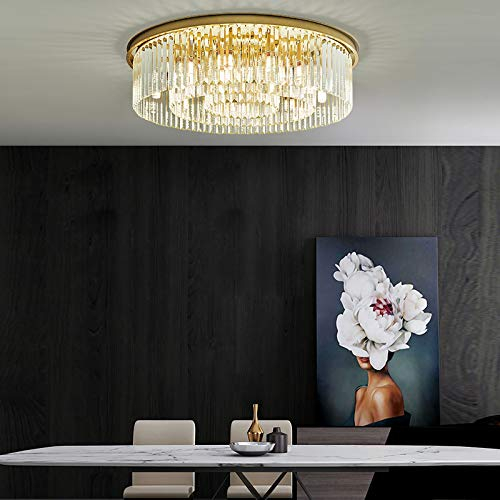 Kristall Kronleuchter Deckenlampe Deckenleuchte Lampe Beleuchtung Wohnzimmer Moderner Kristallleuchte Unterputz Pendelleuchte Modern Luxus Runden Decken Leuchte HäNgelampe Kristall-Behang/E14