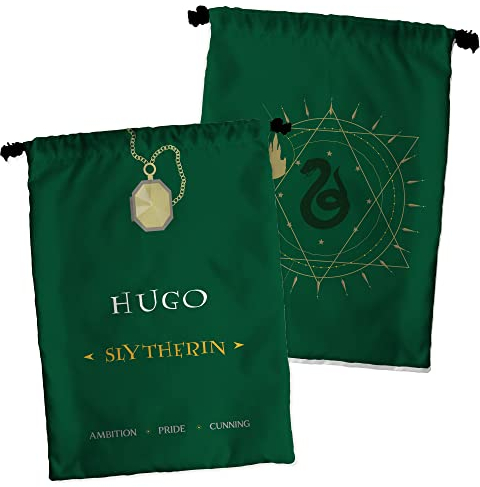 LolaPix Benutzerdefinierte Canvas-Tasche. Personalisierte Snacktasche. Snackbeutel für Kinder. Personalisiertes Geschenk mit Namen. 30x23cm. Verschiedene Ausführungen. Slytherins