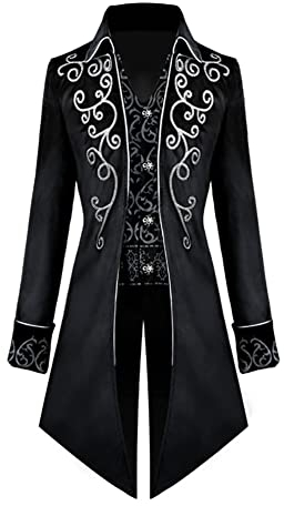 Langarm Prinz Smoking Steampunk Frack Mantel Gothic Viktorianisch Blazer Festlich Anzug Mittelalter Jacke Karneval Kostüm Cosplay Fashing Verkleidung Oberbekleidung Uniform Schwarz - Prinz L