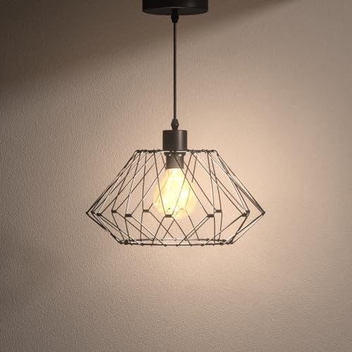 EMKE Pendellampe Lydia, Pendelleuchte Retro 1 flammige Hängelampe Modern, Design Deckenleuchter für Esstisch Esstischlampe Wohnzimmerlampe Hängeleuchte Metallschirm Verformbar für E27