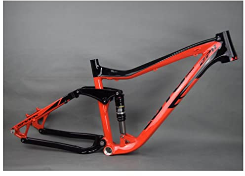 WAMBAS Vollgefederter Rahmen 26er 27.5er Trail-Mountainbike-Rahmen Aluminiumlegierung Scheibenbremse MTB-Rahmen 17'' DH/XC/AM QR 135mm (Color : Red, Size : 27.5 * 17'')