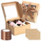 TsunNee 30PCS Kraft Cupcake Boxes 4 Hole with Window, Reusable Cardboard Cake Boxes for Cupcakes Muffins Treats, Disposable Paper Bakery Boxes Gift Boxes for Home Baker Wedding Birthday Christmas