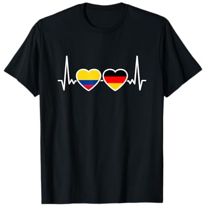 Kolumbien Deutschland Herzschlag Flagge Deutsch Kolumbianer T-Shirt