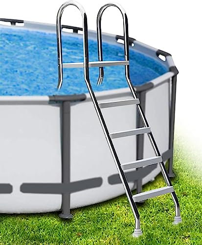 4 Step Above Ground Pool Ladder Double Sided Pool Ladder For Above Ground Pool, Pool Stairs - Entry System For Pool, Anti-Slip Pool Step Ladder