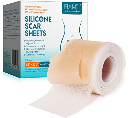 Feuilles de cicatrice en silicone (1.6x125-3.2M), bandes de ruban adhésif en silicone de qualité médicale pour incisions chirurgicales, césarienne, chéloïde, acné