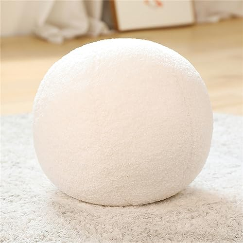 Sarah Duke 3D Runde Kissen Plüsch Ball Dekokissen Rundes Ballkissen Plüsch Zierkissen Dekokissen Asthetik Kissen für Wohnzimmer Schlafzimmer (Weiß)