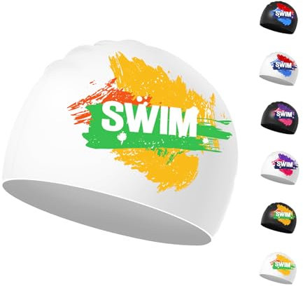 Gorros Piscina Niños 6-14 Años - Gorro Natación Niños Niñas Silicona y Impermeable (Blanco, Naranja y Verde)