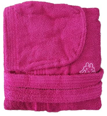 Kappa Accappatoio con Cappuccio Unisex in 100% Cotone di Spugna (L, Fuxia)