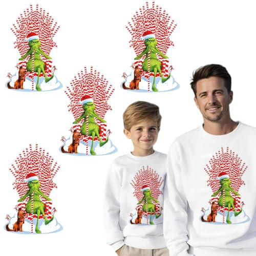Christmas Grinchs Bügelbilder Weihnachten Wärmetransfers Vinyl Cartoon Weihnachten Grün Monster HTV Bügelpapier für T-Shirt Kleidung Hut Kissen Rucksack DIY Bastelbedarf (gch3)