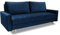 Furniture-Adamski Schlafsofa Alex, Sofa mit Schlaffunktion und Bettkasten, Klappsofa, Schlafcouch mit Füßen aus Holz, Couch in Velourstoff, Frabe: Dunkelblau
