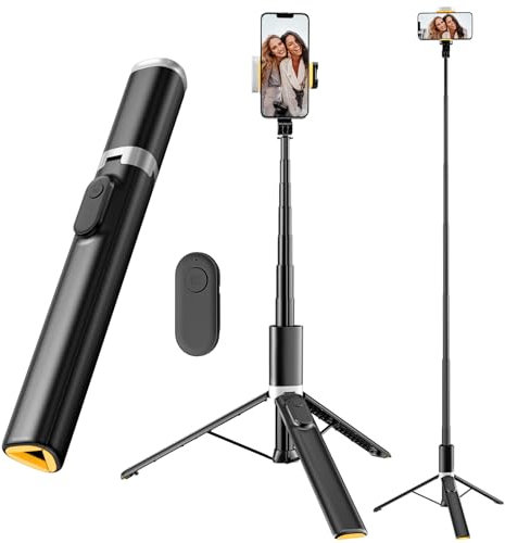 Avaspot 63 Selfie Stick Tripod, All-in-one Extendable Aluminum Phone Tripod Stand, with Wireless Bluetooth Remote, Rotatable, Portable for Travel/Vlog/Video Recording