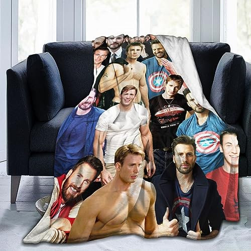 Suehome Coperta Chris Evans, morbida e confortevole in pile di lana, coperta per divano, ufficio, auto, campeggio, yoga, viaggi, decorazione per la casa, accogliente coperta da spiaggia in peluche,