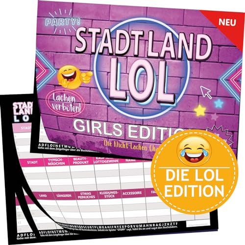 KARTENVERSAND24 Stadt Land LOL Girls Edition Geschenk für Mädchen Geschenkideen Teenager Spiel Nicht lachen Spiele Fluss Challenge wer lacht verliert Geschenk Frau ab Jahren JGA (LOL Girls)