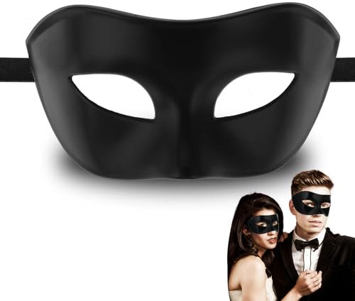 Gjinxi Venezianische Maske Maskenball Maskerade Maske Schwarz für Halloween Karneval Herren Damen Fasching Masken Masquerade Venetian Masks Augenmaske Gesichtsmaske Abendkleid Party Kostüm Cosplay