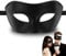 Gjinxi Venezianische Schwarz Maske Maskerade Party Augenmaske Damen Gesichtsmaske Elegante Herren Masken Kostüm mit Retro-Muster Klassische Masken für Kostümball/Halloween/Party/Maskenball