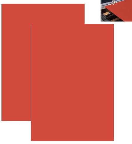 HEKOBAG Gummi-Stempelblatt, A4, 30 x 21 cm, Laserstempel, 2,3 mm dick | Stempelblatt für Lasergravur, Rot, 2 Stück