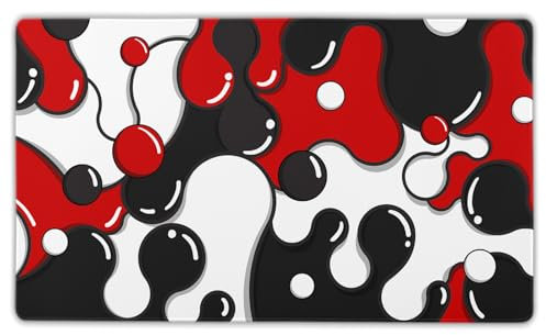 Red Black White Mouse Pad XL Large Cool Geometric Japanese Extended Desk Mat 60X35 cm Non-Slip Rubber Base Stitched Edge Large XL Mousepad for Desk Gaming Laptop Desktop,24x14 Inch