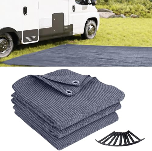 LOVE STORY Stuoia Campeggio 200x300cm,Tappeto da Campeggio in HDPE, Tappeto da Esterno per Picnic Tenda con 4 Picchetti a T, Grigio Blu