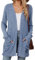 Famulily Women's Brushed Soft Cardigan Autumn Winter Basic V Neck Long Sleeve Cardigans Sweater Tops (L, Blue)