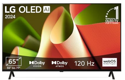 LG TV OLED 2024 | OLED65B4E | 65'' (164 cm) | OLED| Processeur α8 AI 4K |Dolby Vision & Atmos | Alexa