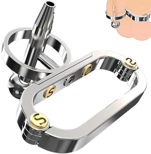 ZRJAENW Peniskäfig Metall PA-Piercing Keuschheitskäfig Herren mit Harnröhren Dilatator und Hodenringe Chastity Cage BDSM Extrem Bondage Cock Cage für Männer Sex Sexspielzeug