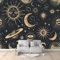 Fototapete Retro Geheimnisvoller Raum Mond Sterne 350x256 cm Vlies Tapete 3D Effekt Moderne Wandtapete Dekoration, für Wohnzimmer Schlafzimmer TV-Hintergrund Wanddeko Wallpaper