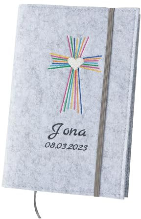 Custodia biblica personalizzabile in feltro – Bibbia in formato standard – Custodia per Bibbia personalizzata con nome – Custodia Bibbia